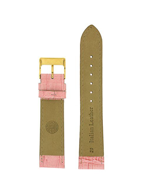 Watch Band Pink Genuine Leather Crocodile Grain 20 millimeter Tech Swiss