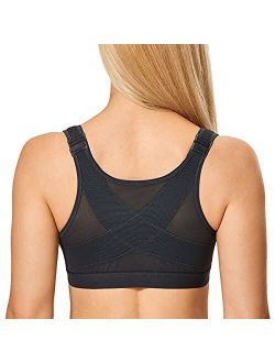 Women's Front Closure Posture Wireless Back Support Full Coverage Bra