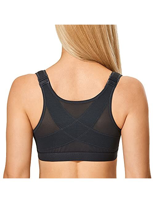 Buy DELIMIRA Women's Front Closure Posture Wireless Back Support Full  Coverage Bra online