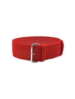 HNS 20mm Red Perlon Braided Woven Watch Strap with Silver Buckle