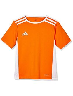 Orange Polyester And Cotton Striped Short Sleeves Jersey