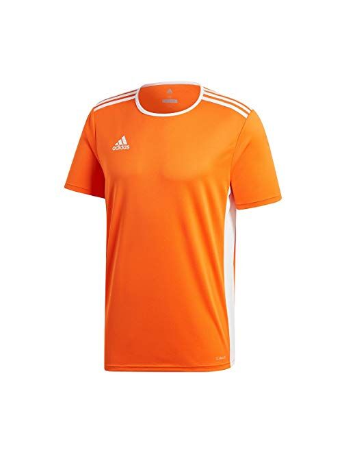 Adidas Orange Polyester And Cotton Striped Short Sleeves Jersey