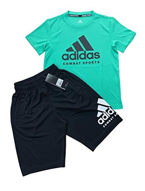 adidas Combat Sports Kids Summer Activewear 2 Shirts and 2 Shorts 4pc Bundle - 2 Color Set