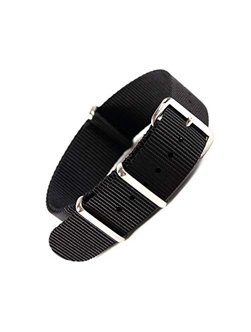 iZasky Nylon Watch Bands Wrist 20mm - Replacement Watchband Buckle Stainless Steel Silver Fashion Sport Army Strap for Men and Women