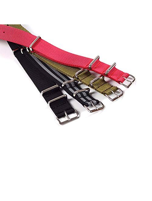 iZasky Nylon Watch Bands Wrist 20mm - Replacement Watchband Buckle Stainless Steel Silver Fashion Sport Army Strap for Men and Women
