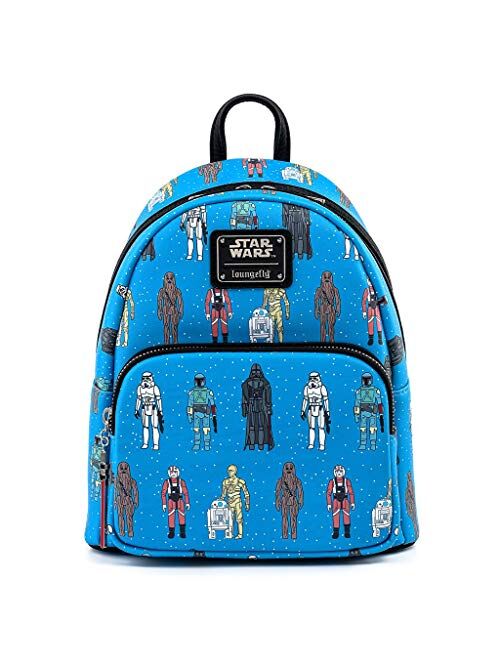 Loungefly Star Wars Action Figures Print Faux Leather Womens Double Strap Shoulder Bag Purse