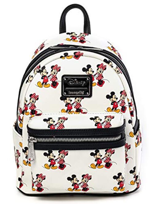 Loungefly Disney Mickey and Minnie Mouse AOP Womens Double Strap Shoulder Bag Purse