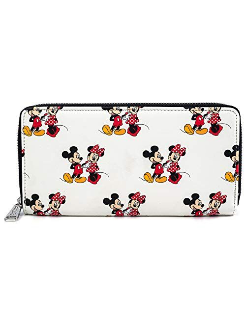 Loungefly Disney Mickey and Minnie Mouse All Over Print Zip Wallet
