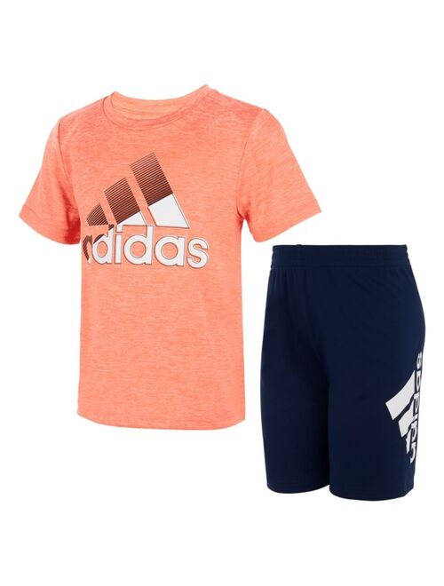 Adidas Little Boys Short Sleeve In Motion T-shirt and Shorts, Set of 2