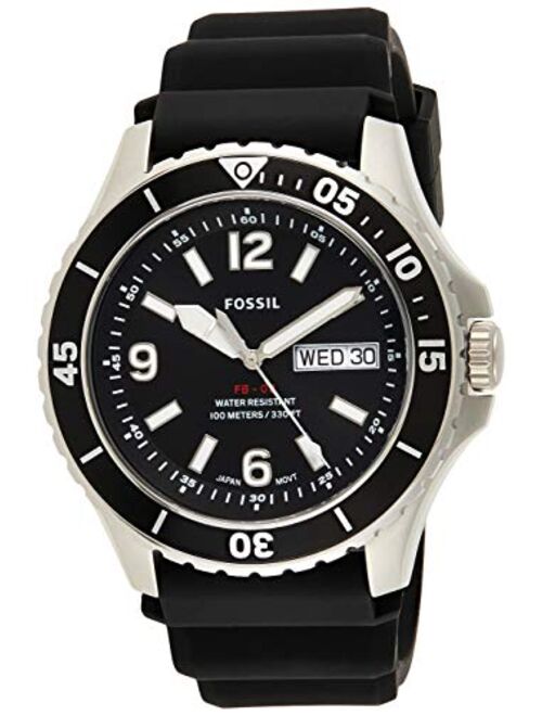 Fossil Fb-02 Black Dial Silicone Strap Quartz Fs5689 100M Men's Watch