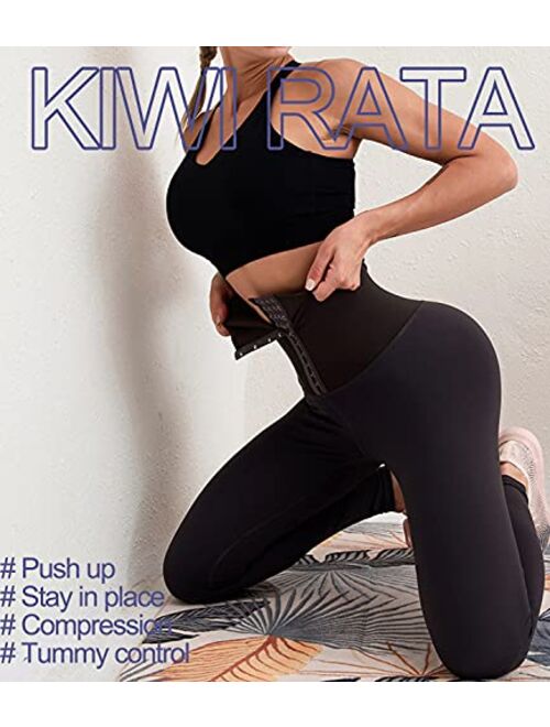 KIWI RATA Corset Leggings for Women Tummy Control Waist Trainer Cincher Pants Postpartum Compression Body Shaping Tights
