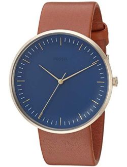 Men's The Essentialist Stainless Steel Quartz Leather Strap, Brown, 22 Casual Watch (Model: FS5473)