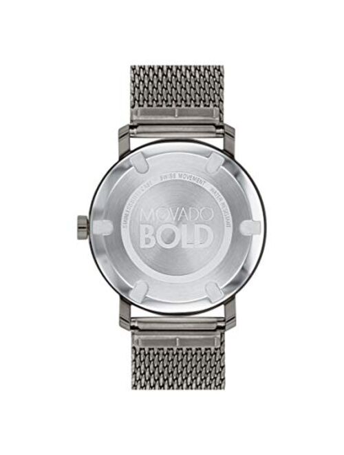 Movado Bold, Ionic Plated Grey Steel Case, Grey Dial, Grey Steel Mesh Bracelet, Men, 3600561
