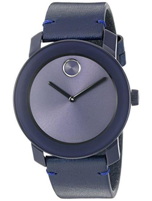 Movado Men's Swiss Quartz Stainless Steel and Leather Watch, Color: Blue (Model: 3600370)