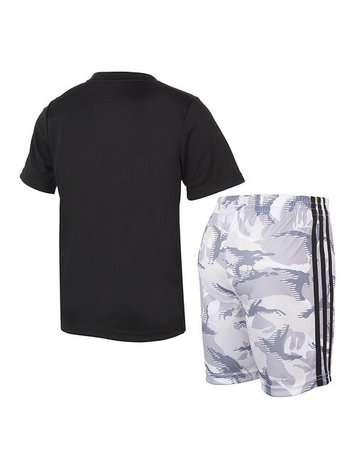 Adidas Black Action Camo Logo Tee & Shorts - Boys