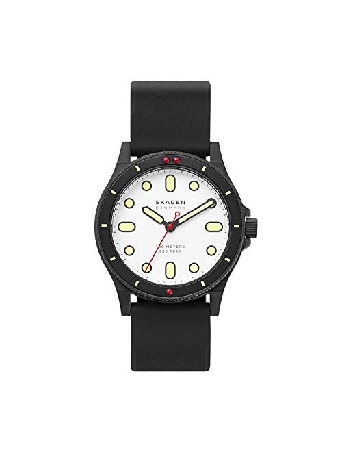 Skagen Fisk Dive-Inspired Stainless Steel 42mm Watch With Rotating Top Ring, High-res Lume, Screw-down Crown