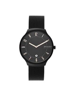 Grenen Stainless Steel Quartz Three-Hand Date Watch With Leather or Steel Mesh Strap