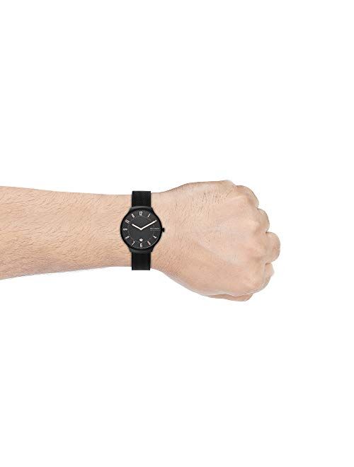 Skagen Grenen Stainless Steel Quartz Three-Hand Date Watch With Leather or Steel Mesh Strap