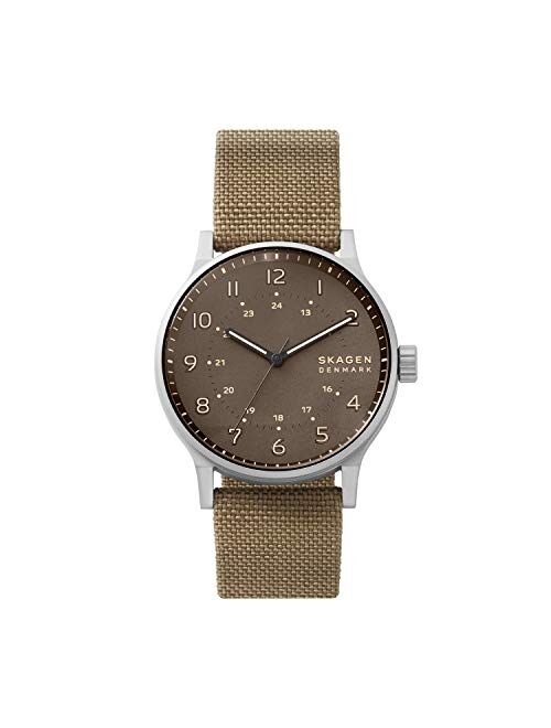 Skagen Men's Stainless Steel Quartz Watch with Nylon Strap, Green, 20 (Model: SKW6681)