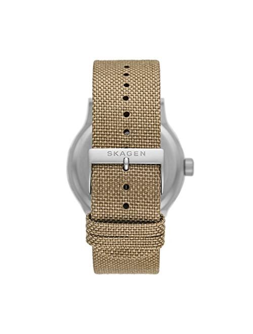 Skagen Men's Stainless Steel Quartz Watch with Nylon Strap, Green, 20 (Model: SKW6681)