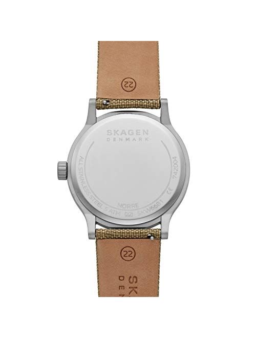 Skagen Men's Stainless Steel Quartz Watch with Nylon Strap, Green, 20 (Model: SKW6681)