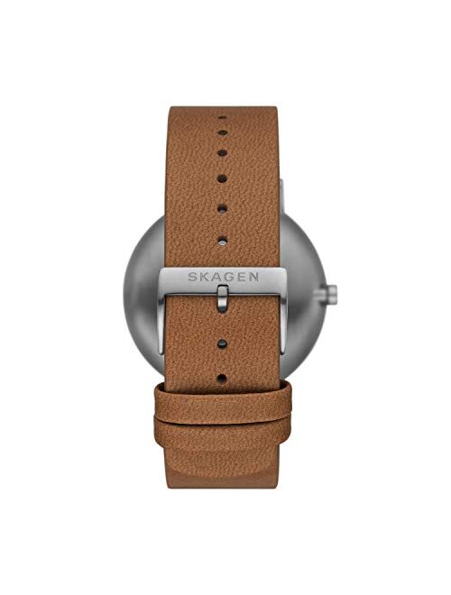 Skagen Mens Pro Planet Aaren Naturals Recycled Stainless Steel Minimalist Watch with Leather Alternatives Bands Made with Mulberry Bark, Cork and Apple