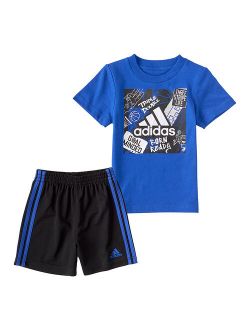 Brite Blue Logo Tee & Black Logo Shorts - Toddler