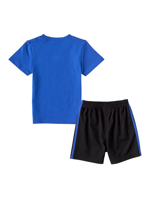 Adidas Brite Blue Logo Tee & Black Logo Shorts - Toddler