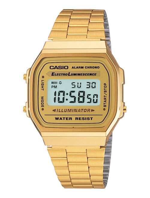 Casio Men's Digital Vintage Gold-Tone Stainless Steel Bracelet Watch 39x39mm A168WG-9MV