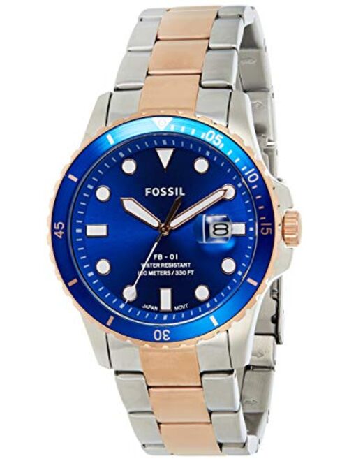 Fossil Fb-01 Blue Dial Stainless Steel Quartz Fs5654 100M Men's Watch