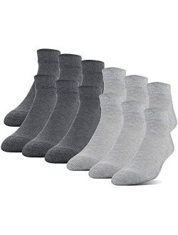 Men's Polyester Half Cushion Low Cut Socks, 12-Pair, grey, Shoe Size: 6-12