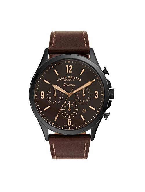Fossil Men's Forrester Stainless Steel and Leather Quartz Chronograph Watch