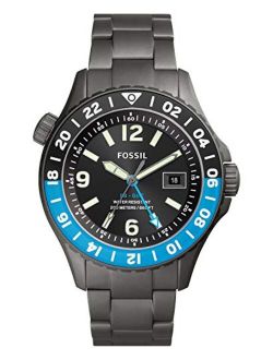 FB-02 Mens Diving Gunmetal-Tone Titanium Bracelet Black Dial Analog Watch