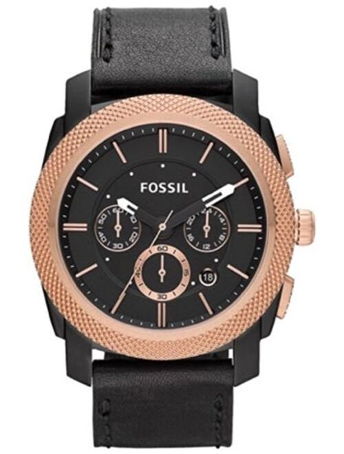 Fossil Men's FS4715 Machine Black Leather Watch