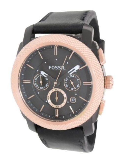 Fossil Men's FS4715 Machine Black Leather Watch
