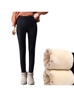 MIKIMIQI Super Thick Cashmere Leggings for Women, Polyester Sherpa Winter Leggings, Warm Elastic Slim Thermal Pants