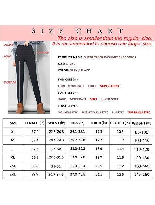 MIKIMIQI Super Thick Cashmere Leggings for Women, Polyester Sherpa Winter Leggings, Warm Elastic Slim Thermal Pants