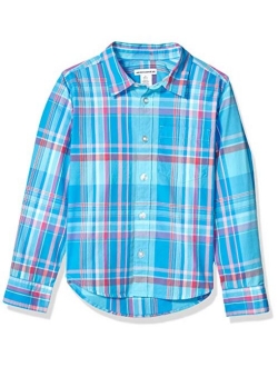 Boys' Long-Sleeve Woven Poplin Chambray Button-Down Shirts