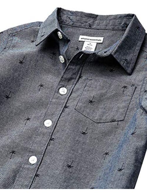 Amazon Essentials Boys' Long-Sleeve Woven Poplin Chambray Button-Down Shirts