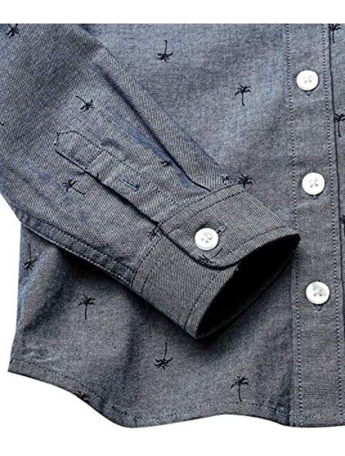 Amazon Essentials Boys' Long-Sleeve Woven Poplin Chambray Button-Down Shirts