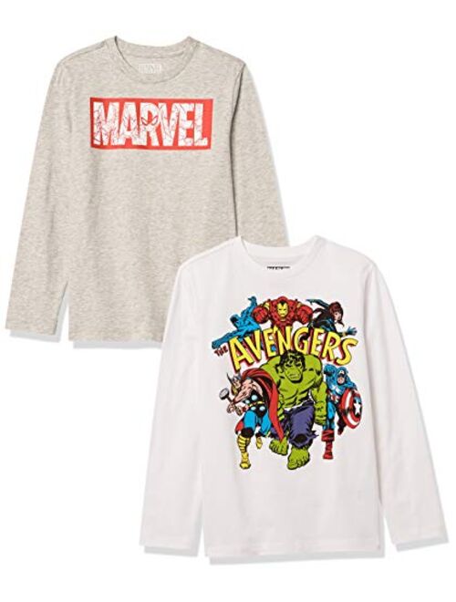 Amazon Essentials Boys' Disney Star Wars Marvel 2-Pack Long-Sleeve T-Shirt Tops