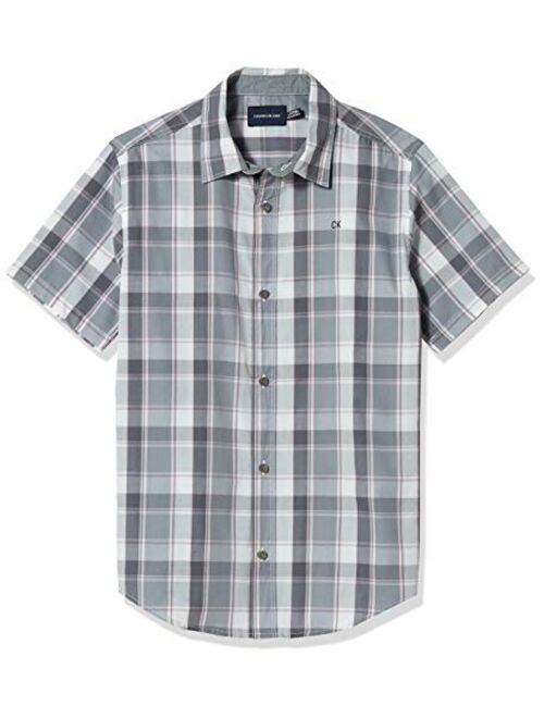 Calvin Klein Boys' Short Sleeve Button Up Woven Shirt