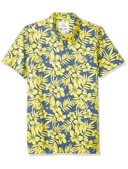 Amazon Brand - 28 Palms Men's Relaxed-Fit Performance Cotton Tropical Print Pique Golf Polo Shirt