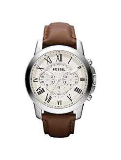 Men's 44mm Grant Roman Watch with Leather Strap