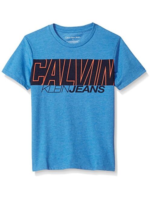 Calvin Klein Big Boys' Track Logo Crew Neck T-Shirt