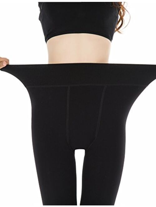 Diravo Womens Winter Warm Leggings Elastic Velvet Fleece Lined Thick Tight Leggings