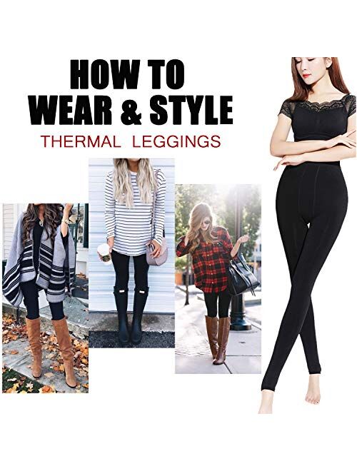 Diravo Womens Winter Warm Leggings Elastic Velvet Fleece Lined Thick Tight Leggings