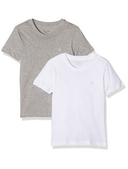 2-Pack CK Logo Crew-Neck Boys T-Shirts, Grey/White