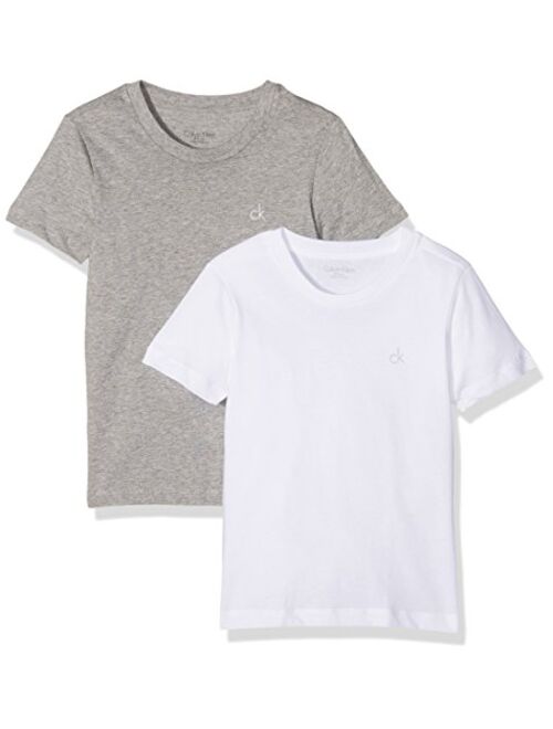 Calvin Klein 2-Pack CK Logo Crew-Neck Boys T-Shirts, Grey/White