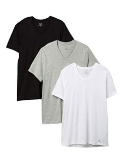 Men`s Cotton Classic Fit V Neck T Shirts 3 Pack